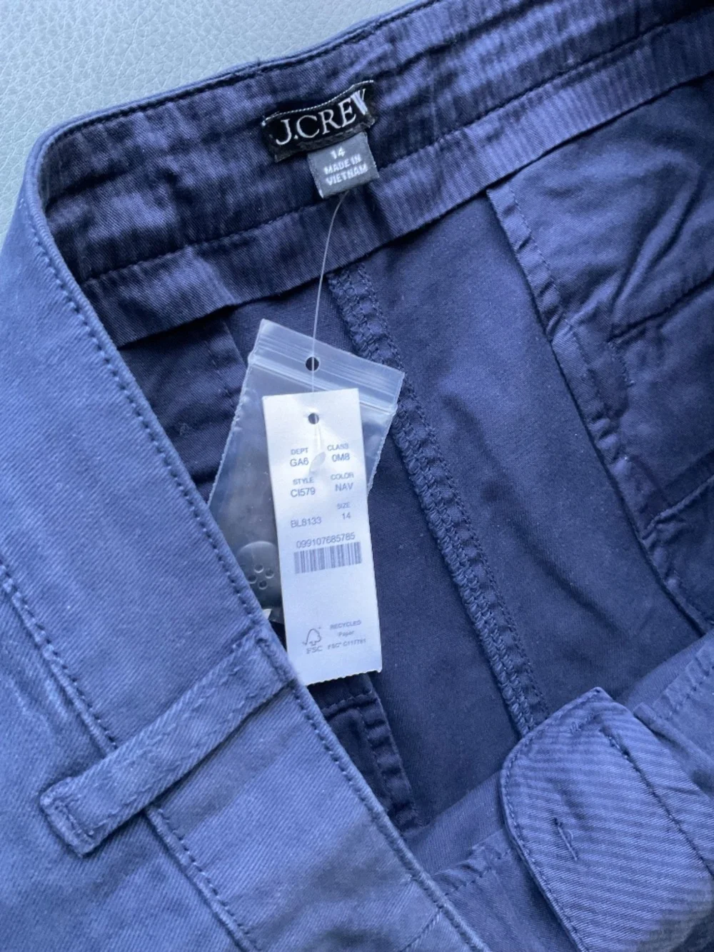 J.Crew Women's 3 inch Pleated Heritage Chino Shorts Navy NWT